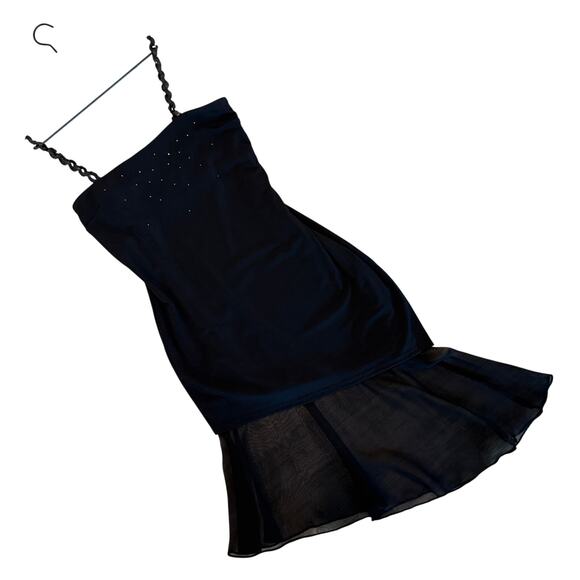 Jessica McClintock Dress Size 14 Black Rhinestones Sequins Asymmetrical - Picture 15 of 16